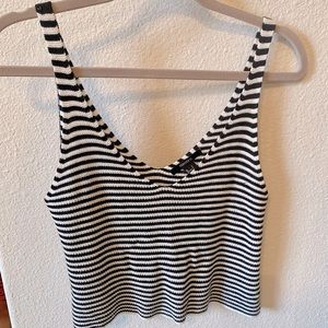 Cropped Black and White Knit Tank